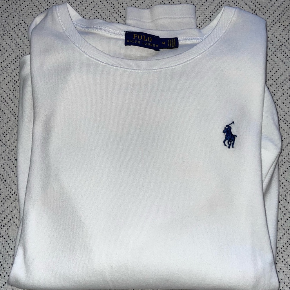 Polo Ralph Lauren Women’s White Long Sleeve T-Shirt with Navy Logo